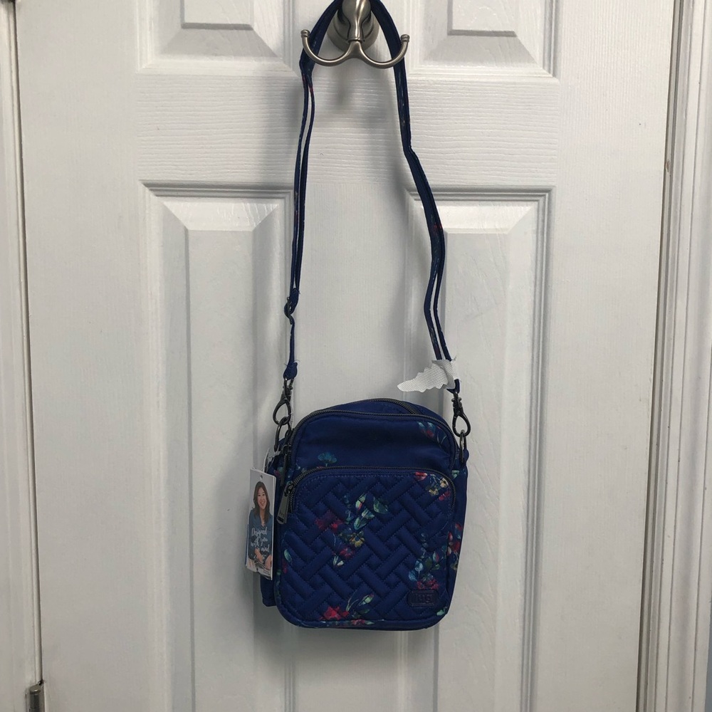 Lug Can Can Quilted Blue Floral Convertible Crossbody Bag NWT